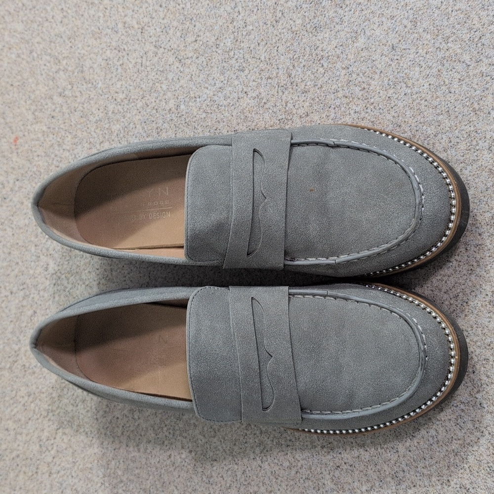 Taryn By Taryn Rose Kilroy Penny Loafer Shoes, Gray With Studs Women's 10 - Picture 2 of 13